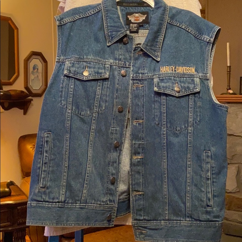 Harley Davidson Denim Vest Size Large